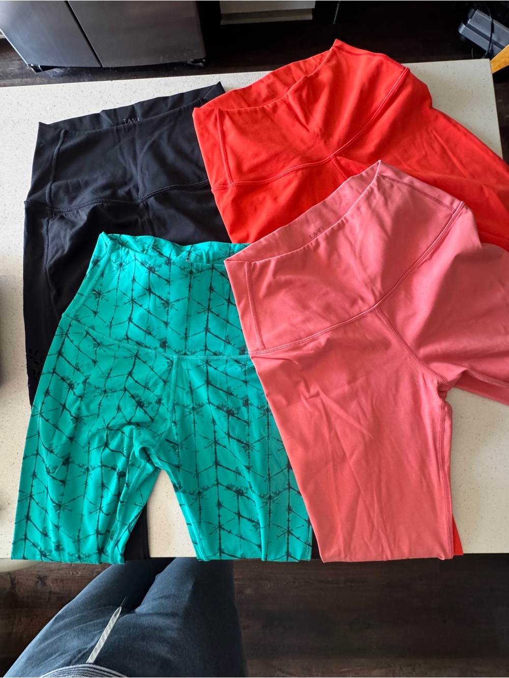 Bundle: 4 TAVI Women's High-Rise Skinny Active Leggings - Black, Red, Pink, Teal
